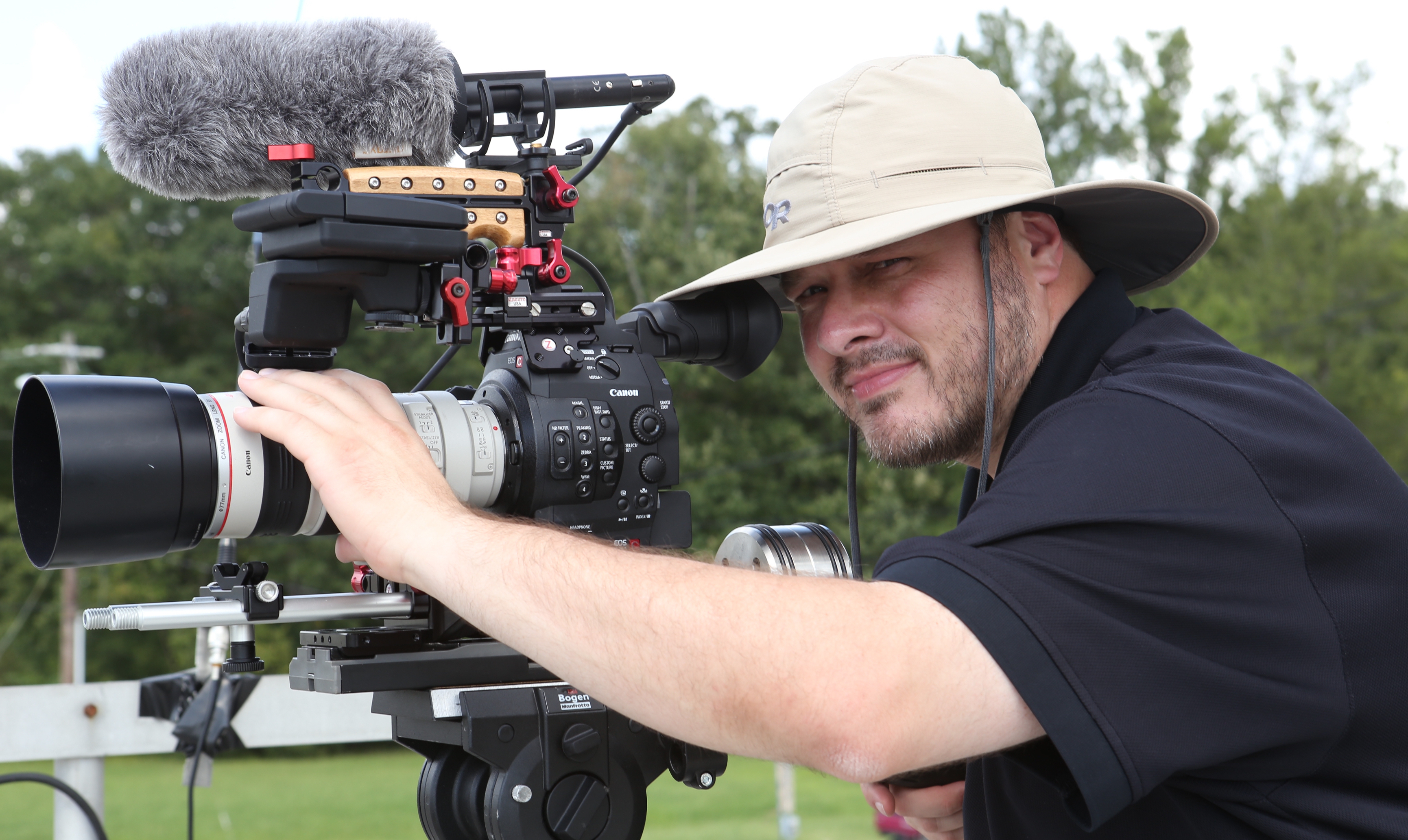 Charles Green on set with a Canon Cinema camera